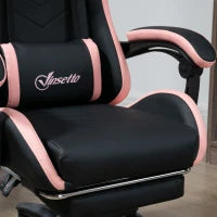 Sedia da Gaming ad Altezza Regolabile con Poggiatesta, 65x65x121-129 cm, Rosa e Nero