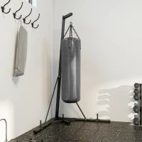 Supporto Sacco da Boxe Regolabile in Altezza e Autoportante con Base Triangolare, 170x90x182-225 cm, Nero