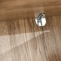 Mobiletto Salvaspazio per Bagno in Legno, Mobile da Bagno con 2 Armadietti e Ripiani Regolabili, Design a Colonna, 30x24x170 cm, Grigio e Rovere