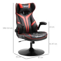 Sedia da Gaming, Sedia Ergonomica per Computer con Funzione Basculante, Sedia Girevole, Regolabile in Altezza, Acciaio, 67 x 75 x 106-112cm, Nero e Rosso
