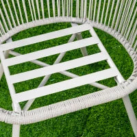 Set da Giardino in Rattan Sintetico Stile Boho con Tavolino e 2 Sedie, Bianco Crema