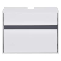 Mobiletto Sottolavabo e Copricolonna per il Bagno, in Legno Bianco con 2 Cassetti e Taglio a U, 67 x 36 x 52cm