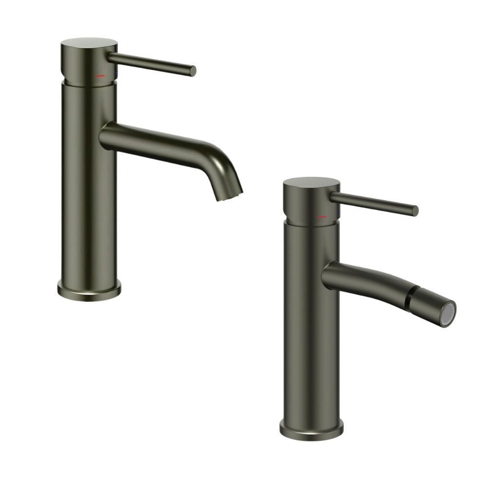 Miscelatori bagno lavabo e bidet serie jazz con leva in metallo e piletta facile installazione *** finitura- canna di...