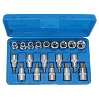 SERIE SET 19pz CHIAVI A BUSSOLA 1/2" INSERTO TORX C/FORO E TORX-E CONDOR