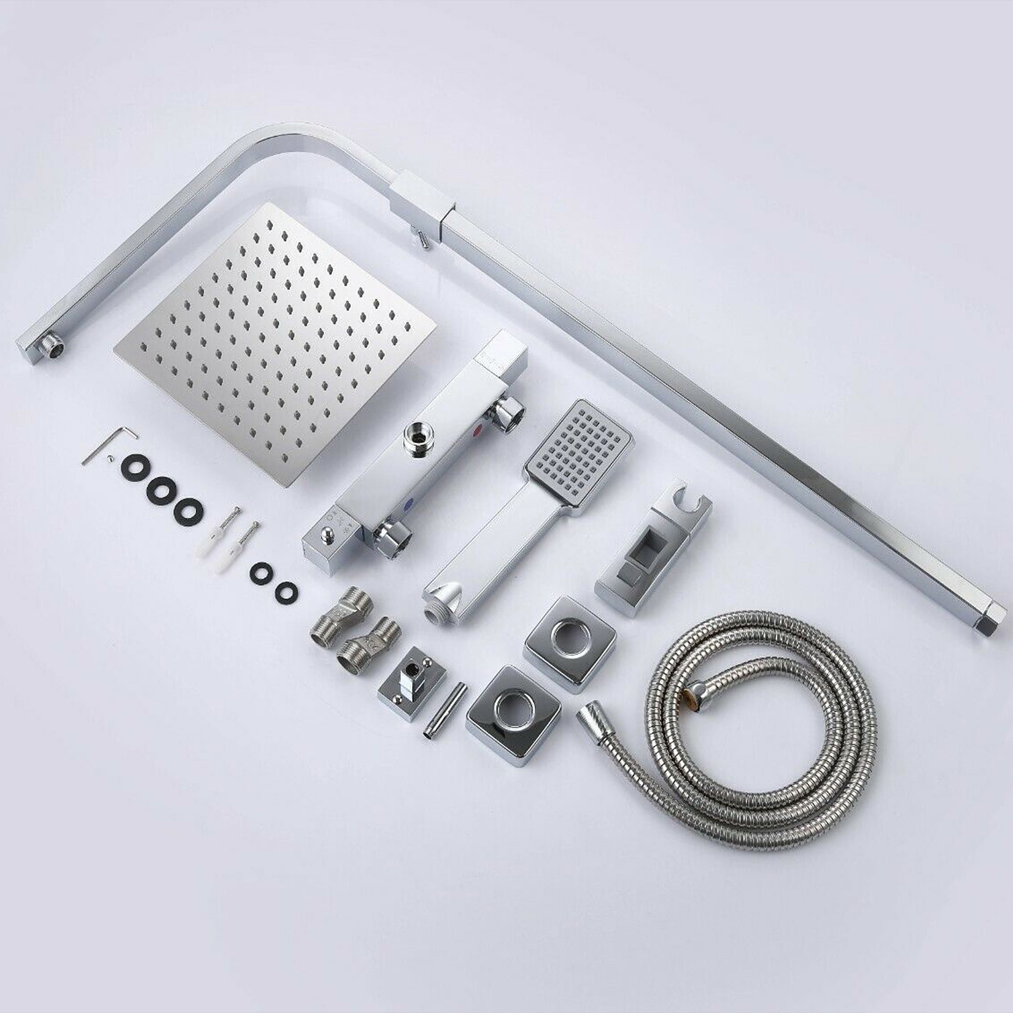 AICA Colonne doccia termostatiche, miscelatore doccia con rubinetto quadrato, cromo