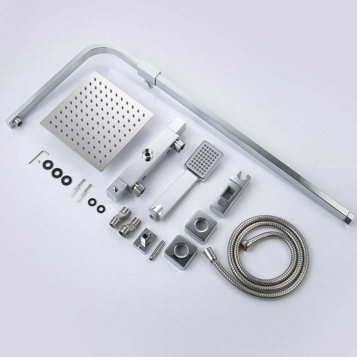 AICA Colonne doccia termostatiche, miscelatore doccia con rubinetto quadrato, cromo