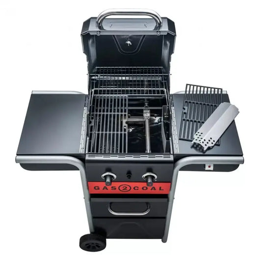 Char-Broil Gas2Coal, Barbecue ibrido (a gas e a carbonella), colore nero