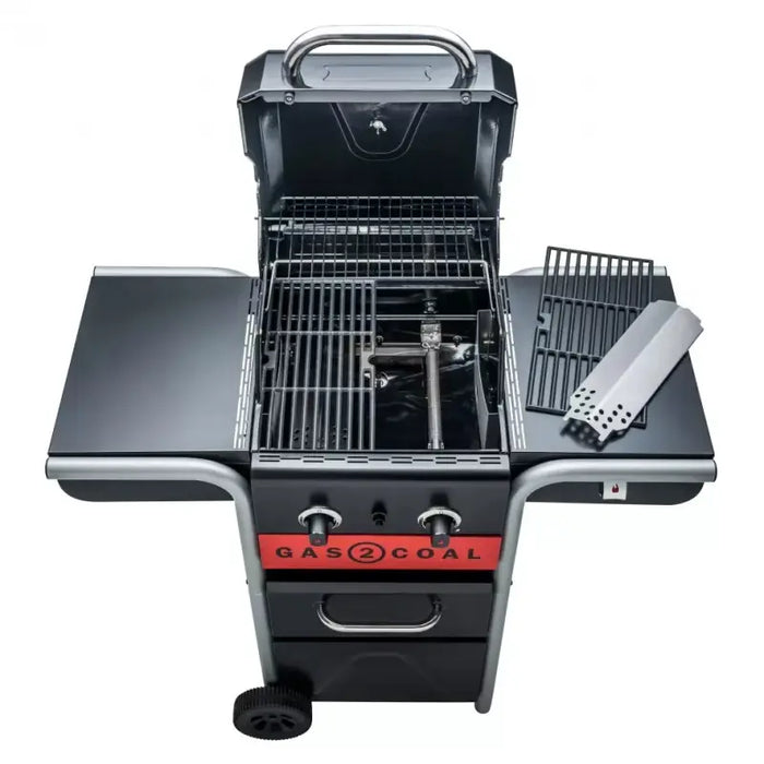 Char-Broil Gas2Coal, Barbecue ibrido (a gas e a carbonella), colore nero