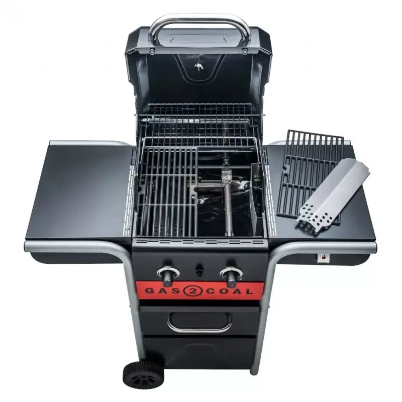 Char-Broil Gas2Coal, Barbecue ibrido (a gas e a carbonella), colore nero