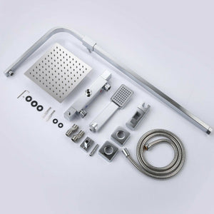 AICA Colonna doccia con soffione a pioggia, rubinetti doccia quadrati con miscelatore termostatico, cromo