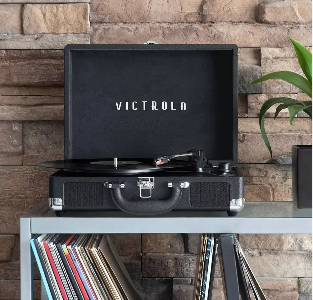 Victrola Journey, Valigia Giradischi Vintage Bluetooth a 3 Velocità, Nero
