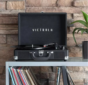 Victrola Journey, Valigia Giradischi Vintage Bluetooth a 3 Velocità, Nero