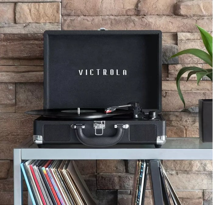Victrola Journey, Valigia Giradischi Vintage Bluetooth a 3 Velocità, Nero