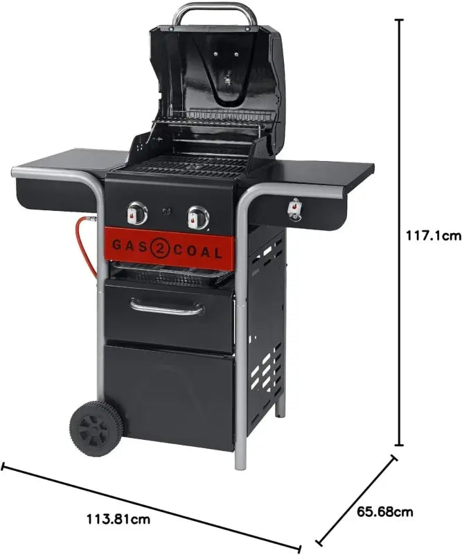 Char-Broil Gas2Coal, Barbecue ibrido (a gas e a carbonella), colore nero