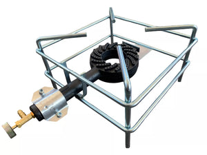 Fornellone a Gas GPL in Acciaio Cromato per Cucina, Campeggio, Giardino e Barbecue, Regolabile 40x40 cm