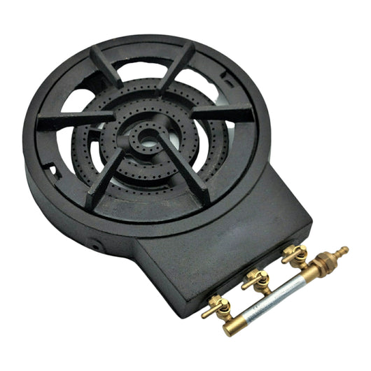 FORNELLONE FORNELLO GHISA GAS PORTATILE BRUCIATORE A 3 FUOCHI CAMPEGGIO CON GRIGLIA SMONTABILE PROJECT03 VULCAN3