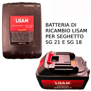 BATTERIA RICAMBIO 21V 8Ah PER SEGHETTO POTATORE ELETTRICO SG21 E SG18 LISAM A1923/8