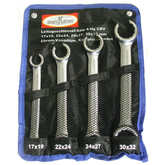 SET 4PZ CHIAVI APERTE SPACCATE POLIGONALI RACCORDI TUBI FRENI 17 x 32 mm STAHLKAISER 13594