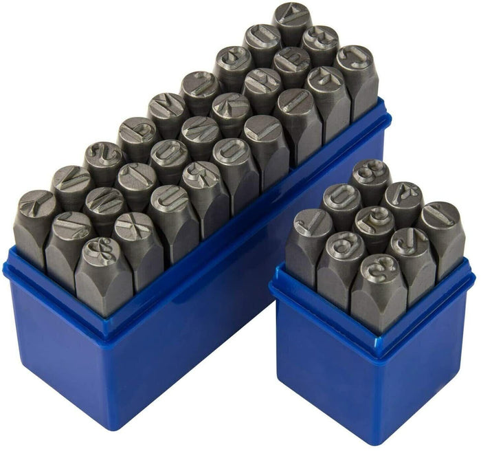 PUNZONI ALFANUMERICI 36pz LETTERE E NUMERI punzonatura marcatura 6mm