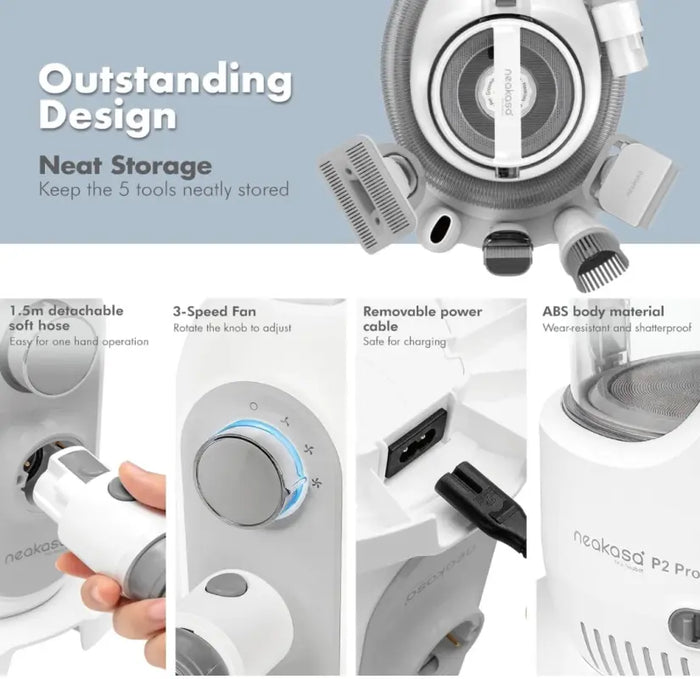 Neakasa - Kit di toelettatura P2 Pro 5-in-1 con aspirapeli per cani / gatti