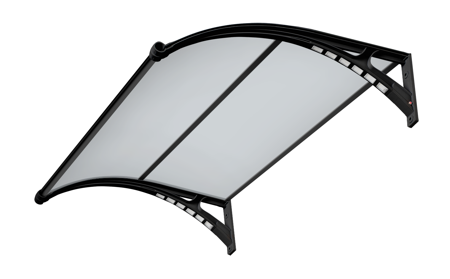 Pensilina A Led Integrata Nei Bracci 100X150Cm Struttura In Abs Colore Nero E Copertura In Policarbonato Trasparente