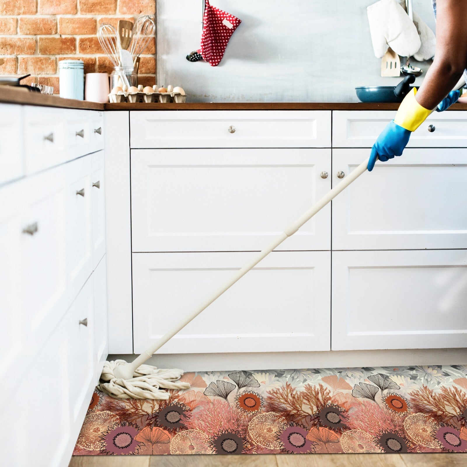 Tappeto Cucina 46x300 Cm Antimacchia Antiscivolo Passatoia Gomma Pvc Flessibile Stampa Digitale Dis D