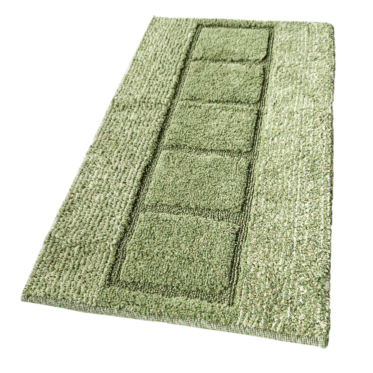 Tappeto Bagno Cotone Shaggy 55x90 Cm Verde Scendiletto Camera Morbido Assorbente Antiscivolo