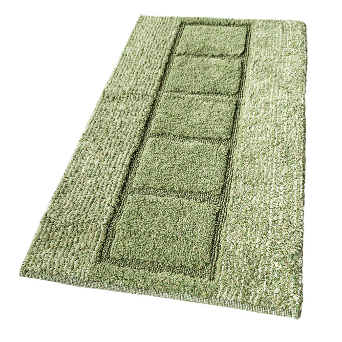 Tappeto Bagno Cotone Shaggy 55x90 Cm Verde Scendiletto Camera Morbido Assorbente Antiscivolo