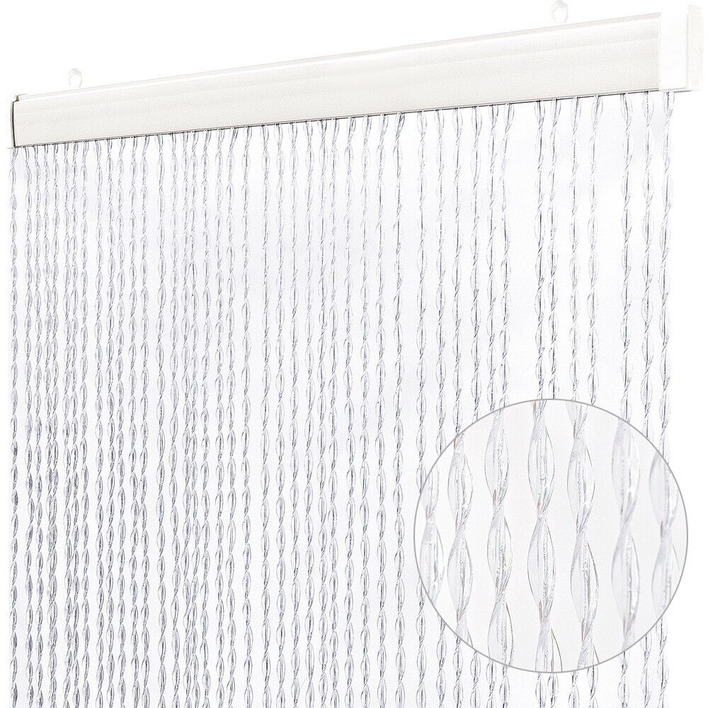 Tenda Antimosche Filo Intrecciato Gomma PVC Moschiera Finestra Porta Ingresso Trasparente - 100x220 Cm 