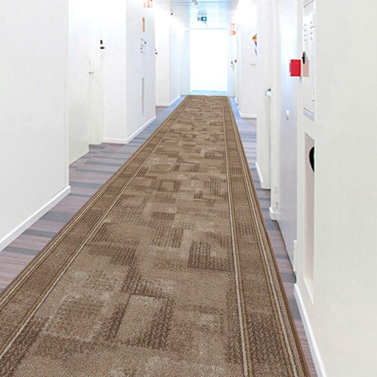 Passatoia Scala Scalinata Ingresso 67x450 Cm Bordata Tappeto Corridoio Gradini Antiscivolo Marrone