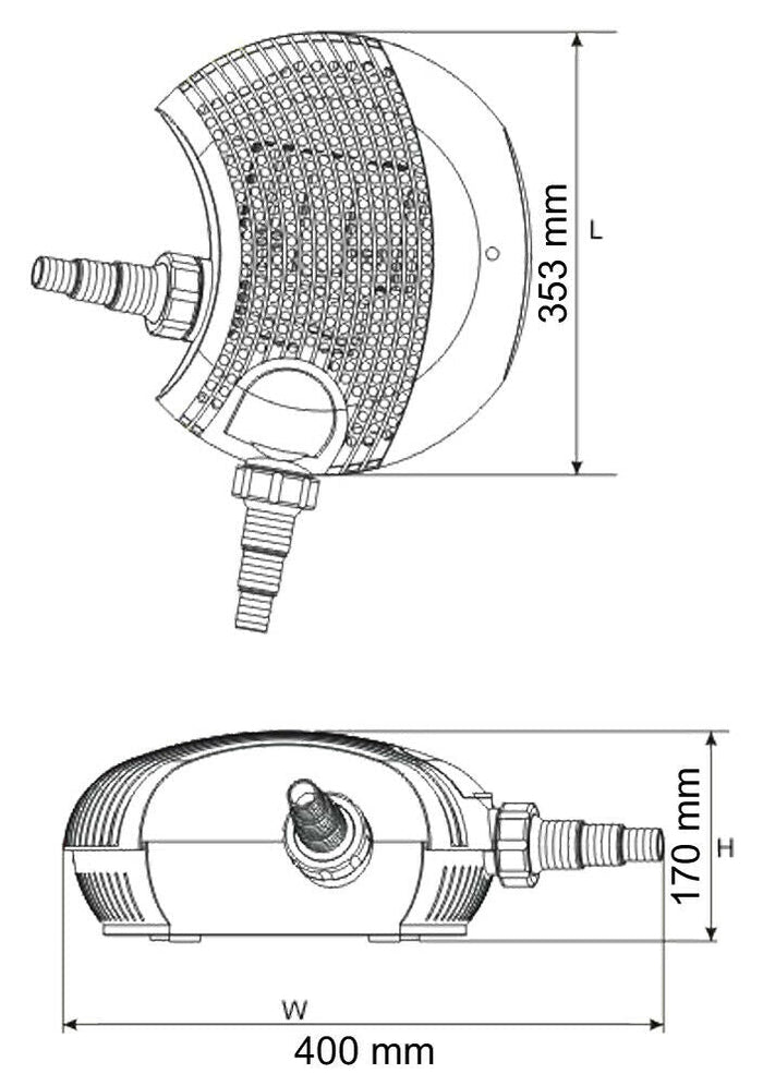 Pompa dell'acqua per laghetto filtrazione filtro koi corso d'acqua eco 16000 litri all'ora 140 watt 16_0002022