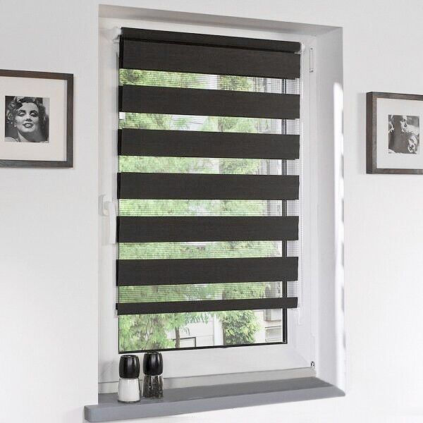 Tenda a Rullo 200x180 Cm Finestra Porta Interno Casa Ufficio Kit Montaggio Parete Telaio No Fori Nero