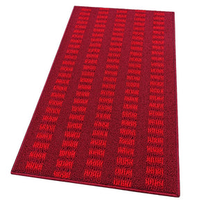 Tappeto Cucina Morbido 3D Assorbente Lavabile Antiscivolo Passatoia Bordata A Righe 50x110 Bordeaux