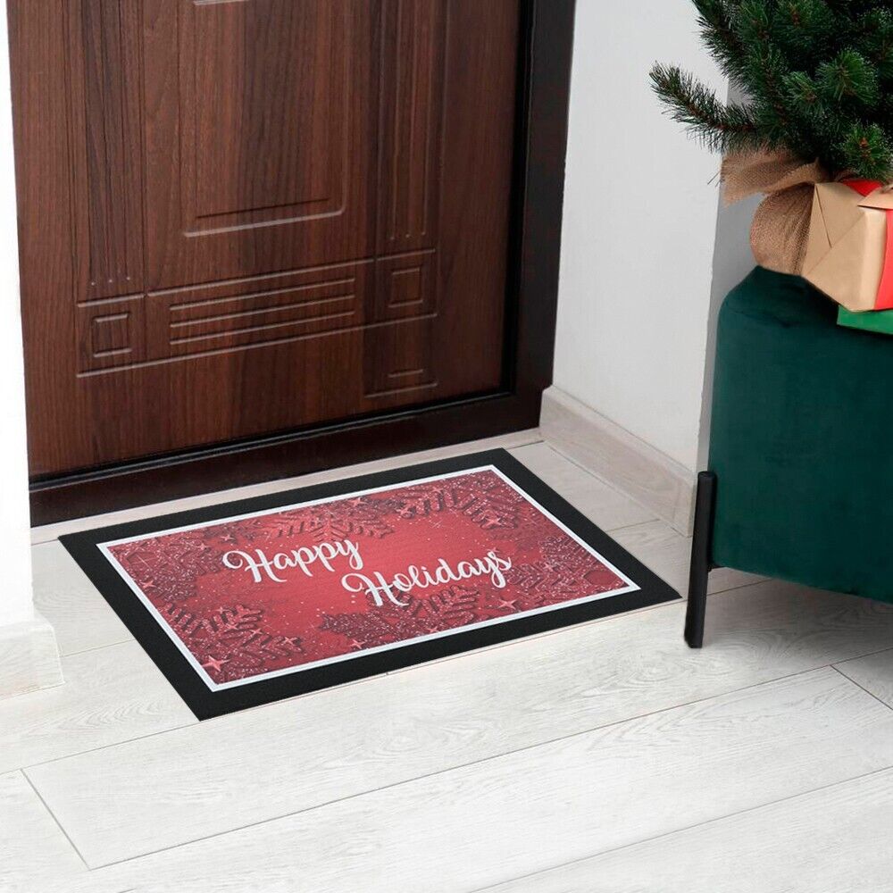 Zerbino Natalizio Gomma Sostenibile 40x70 Cm Asciugapassi Natale Ingresso Antiscivolo Dis.C