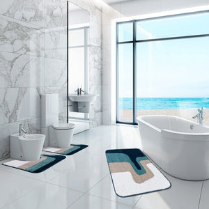 Tappeto Bagno 50x110 Cm Doccia Scendiletto Pelo Raso Morbido Assorbente Antiscivolo Lavabile Blu