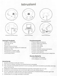 Lampada Touch Led Cane Regolabile Abat Jour Cameretta Comodino Bambini No Fili Ricarica Usb - Bianco