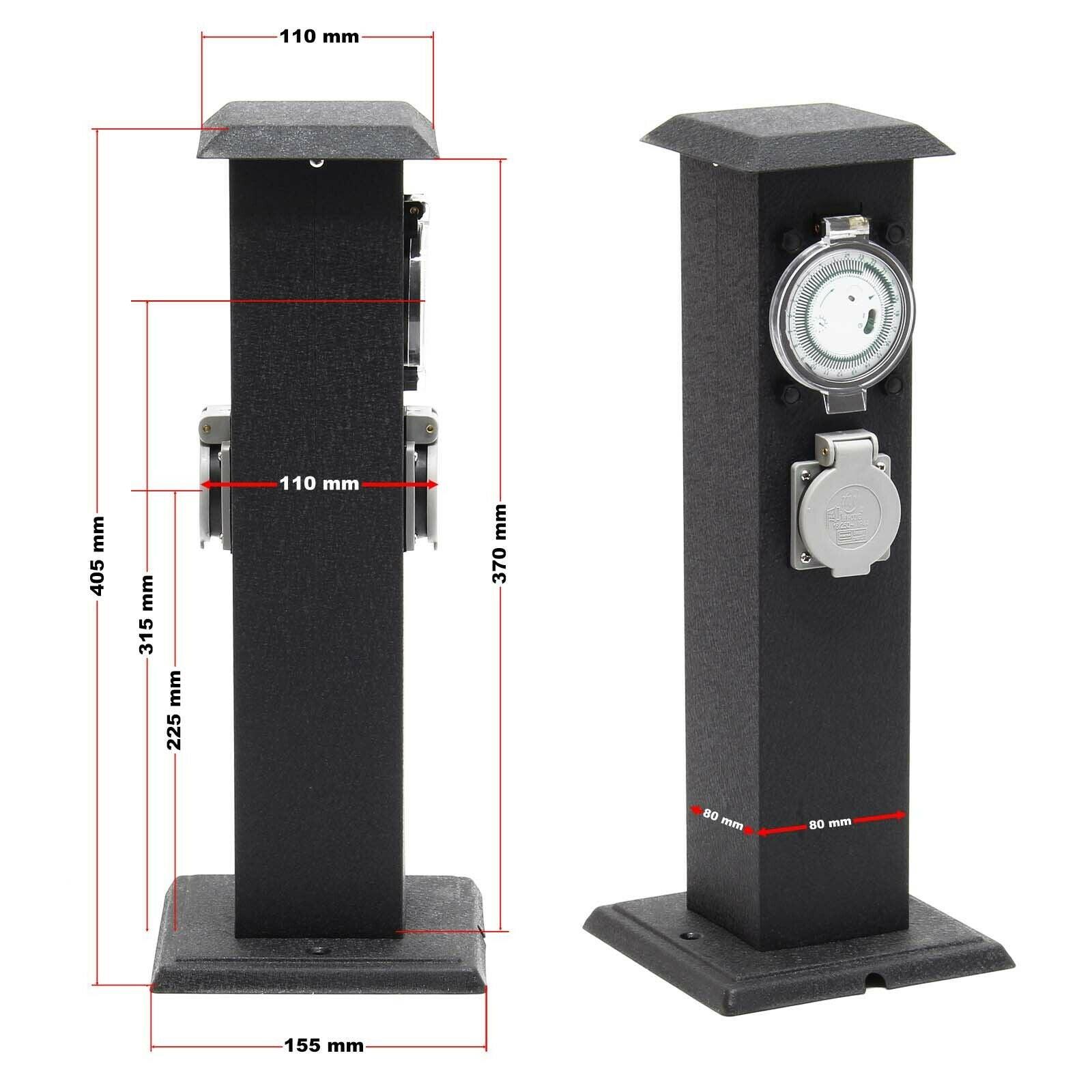 Colonnina Energy 2 prese di corrente esterne con timer in metallo IP44 16_0002280