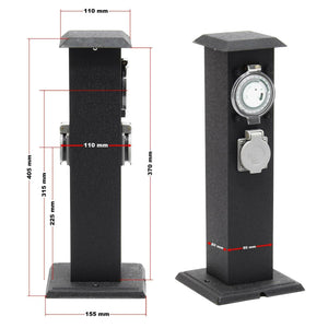 Colonnina Energy 2 prese di corrente esterne con timer in metallo IP44 16_0002280