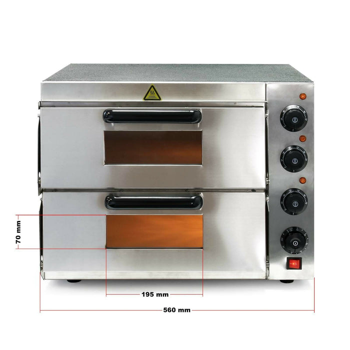 Forno pizza 3000 watt 2 stadi acciaio raffinato alimentare pietra refrattaria per pizza 16_0002440