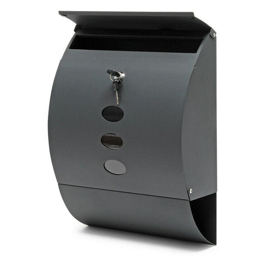 Cassetta postale di design da parete con porta giornali, acciaio zincato antracite 16_0000078