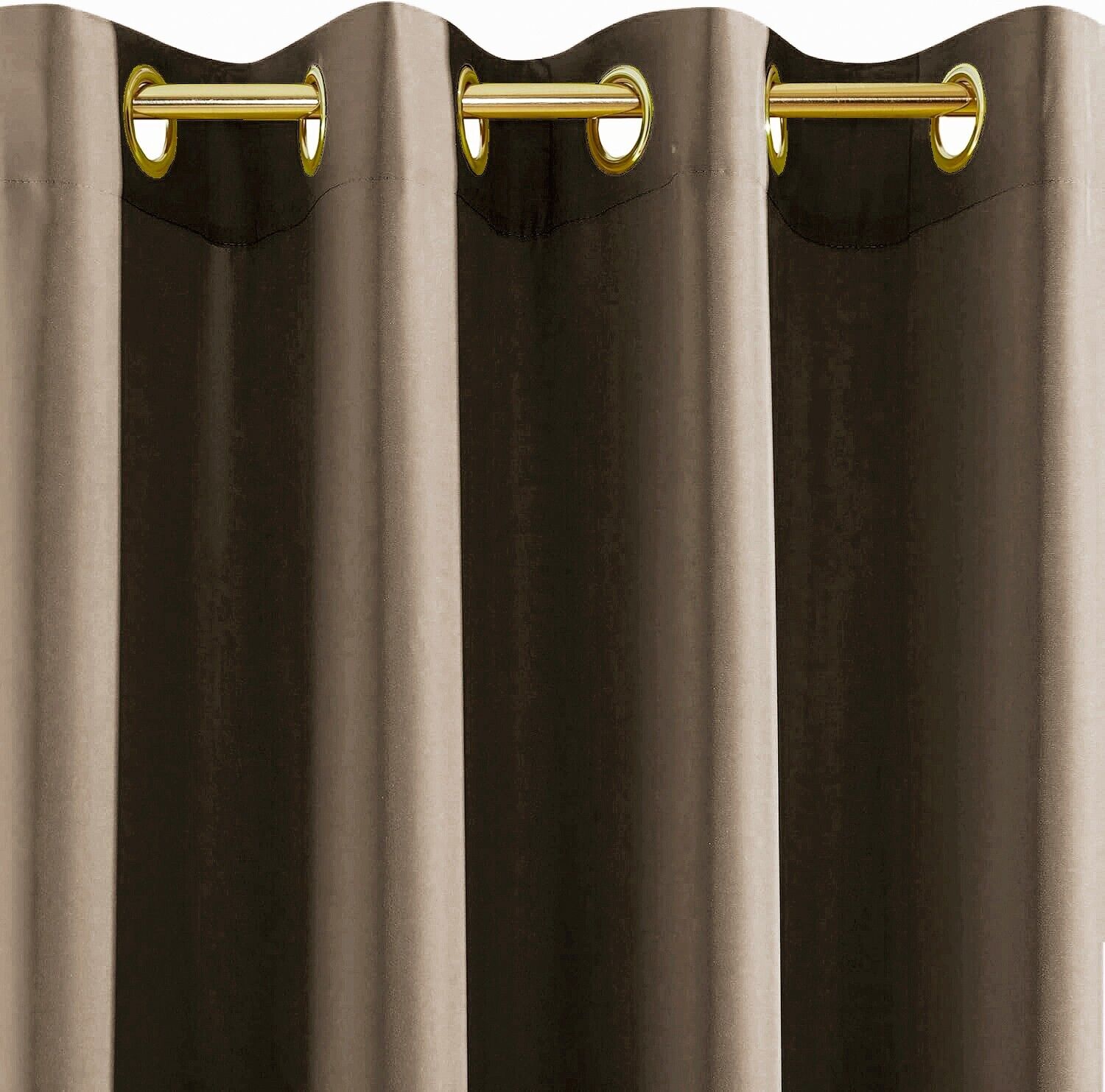 Tenda Porta Finestra 140x280 Cm Raso Sintetico 1 Pannello Coprente Occhielli Acciaio Tortora