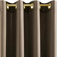 Tenda Porta Finestra 140x280 Cm Raso Sintetico 1 Pannello Coprente Occhielli Acciaio Tortora