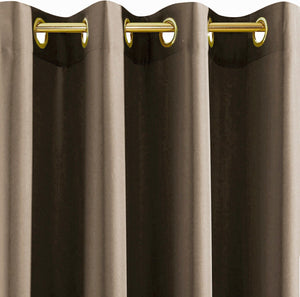 Tenda Porta Finestra 140x280 Cm Raso Sintetico 1 Pannello Coprente Occhielli Acciaio Tortora