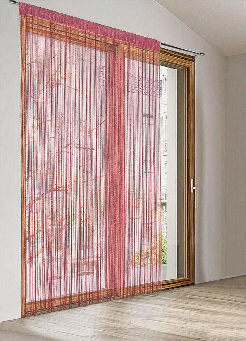 Tenda a Fili Elegante Per Porte Finestre Pannello 140x290 Cm Divisorio Camere Stanze Ambienti Rosa