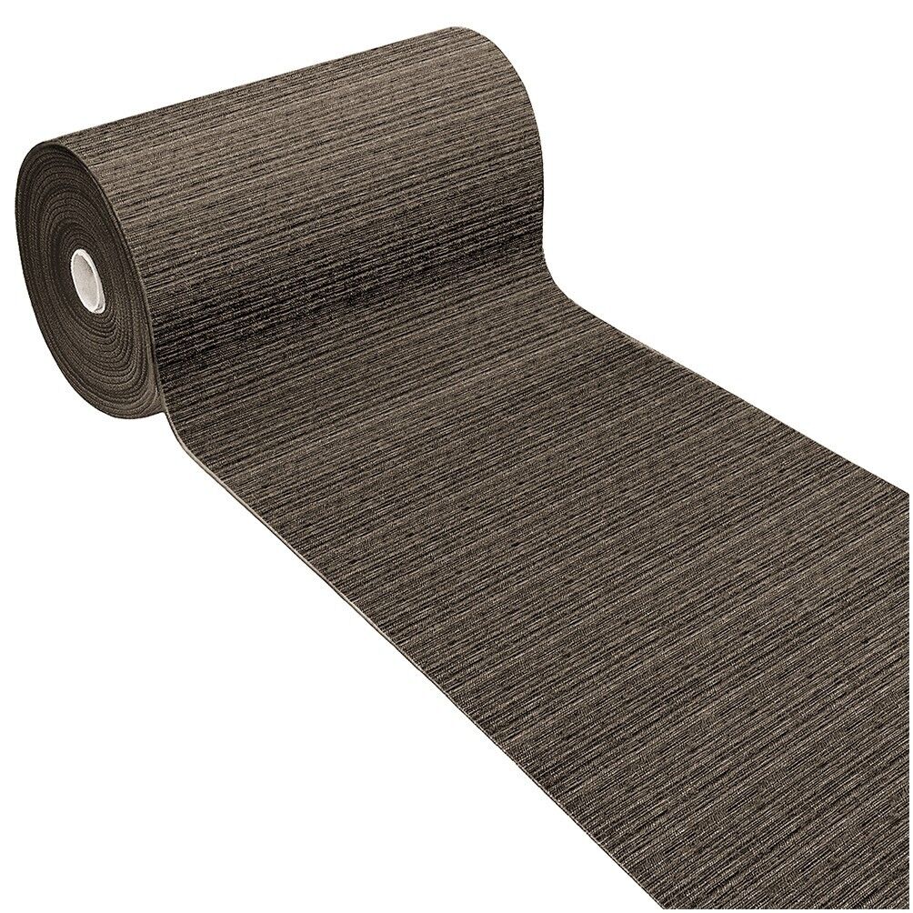 Tappeto Cucina Tinta Unita Striato 54x110 Cm Bordato Assorbente Passatoia Casa Antiscivolo Marrone