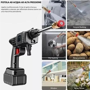 IDROPULITRICE PISTOLA PORTATILE BATTERIA PRESSIONE LAVAGGIO AUTO 48V