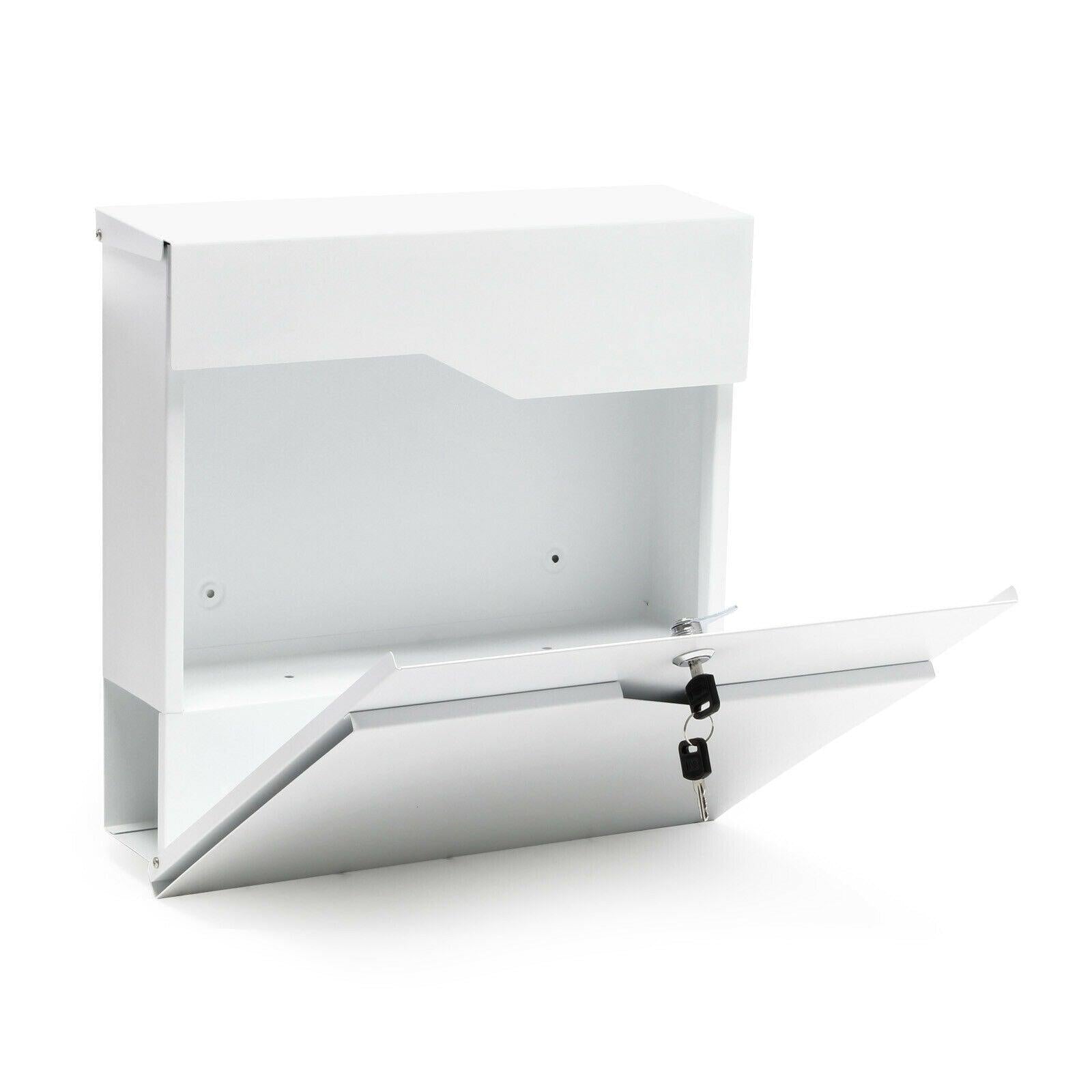 Cassetta postale di design bianca da parete portariviste per giornali in acciaio zincato 37 x 37 x 10,5 cm bianco 16_0000091