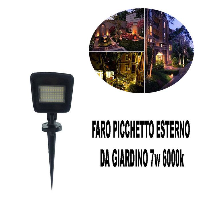 FARO PICCHETTO ESTERNO DA GIARDINO 60 LED SMD LUCE FREDDA 7W DR 490LM 6000K