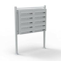 Blocco di 10 cassette postali su piedi con ingressi argentati mail 16_0000141