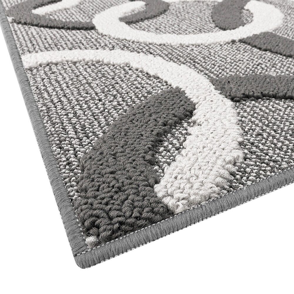 Tappeto Cucina 57x240 Cm Tridimensionale Cerchi 3D Assorbente Morbido Moderno Antiscivolo Grigio